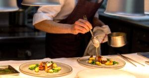 Chef Preparing Meat and Vegetables