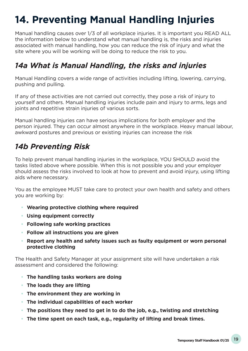 Temp Staff Handbook Page 19