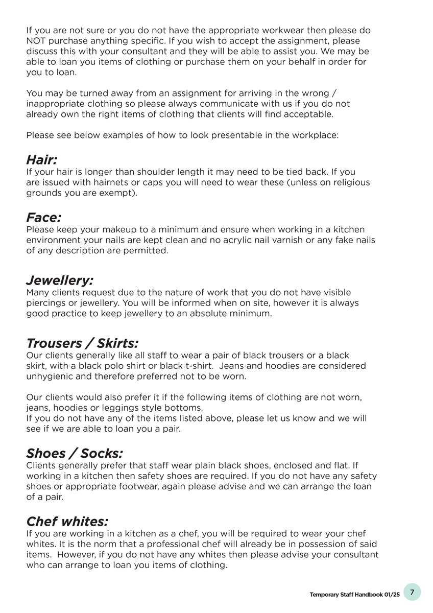 Temp Staff Handbook Page 7