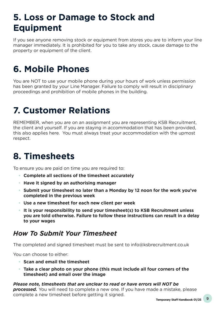Temp Staff Handbook Page 9
